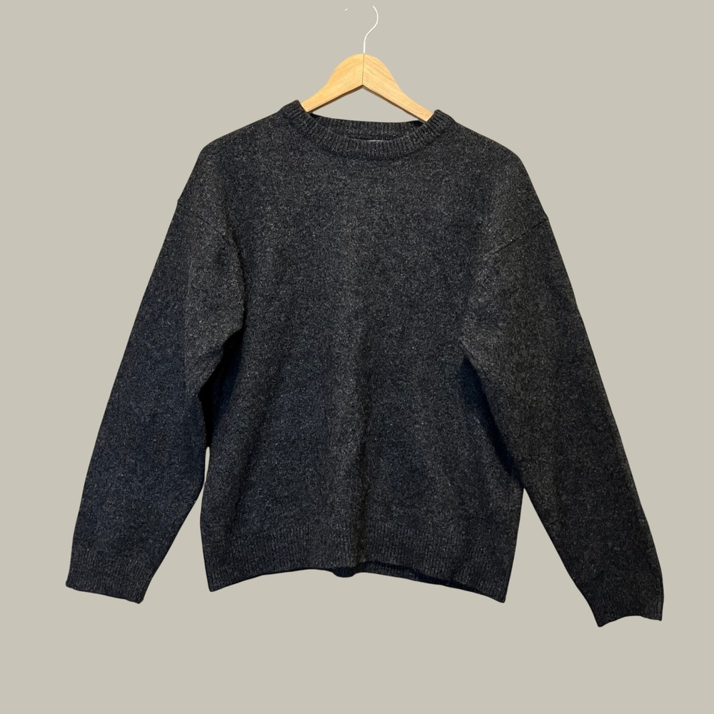 Structure Crewneck Sweater Mens XL Charcoal Grey Lambswool Blend Vintage 90s
